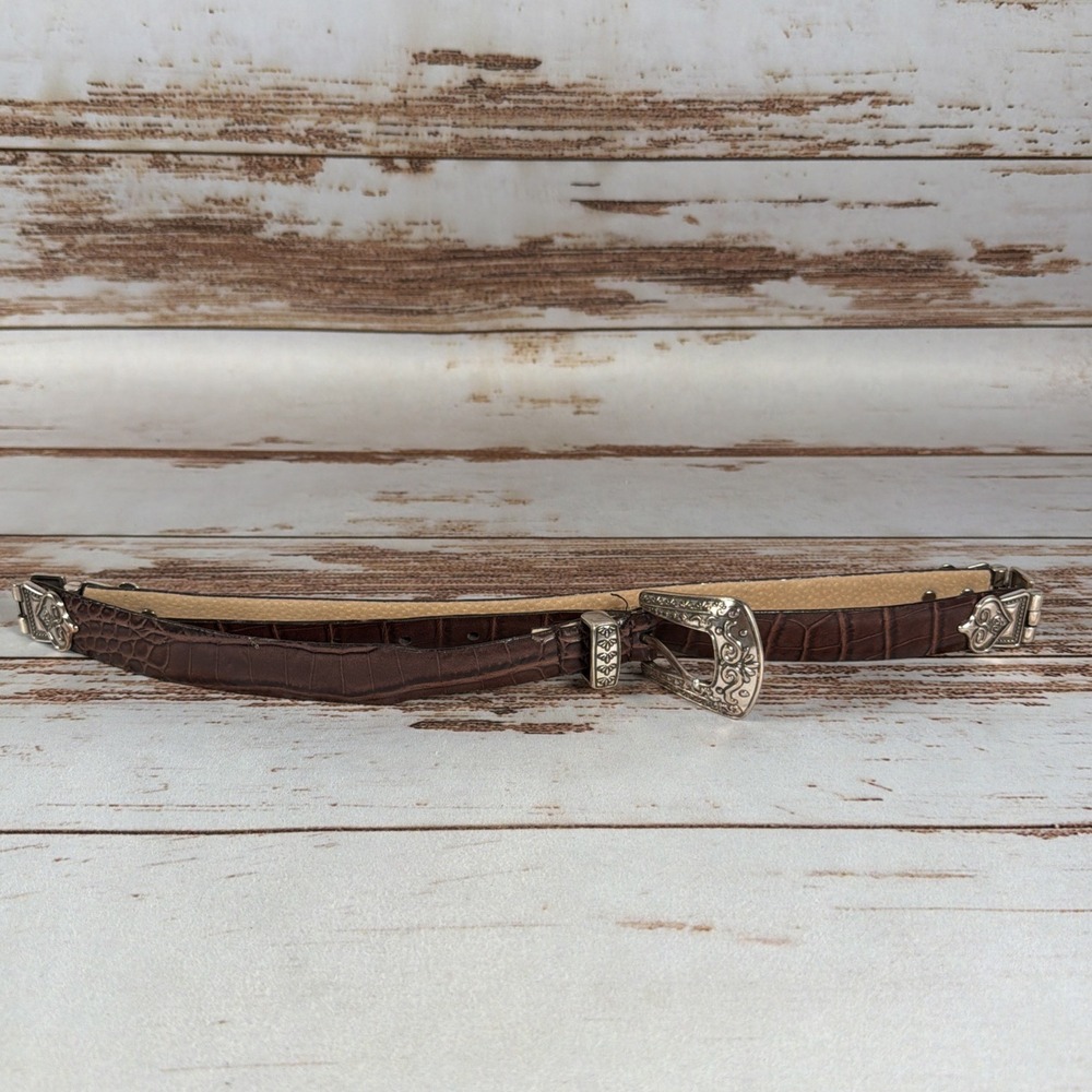 Lake Shore Drive Western Belt Womens Size Medium  M Black Croc Embossed VTG